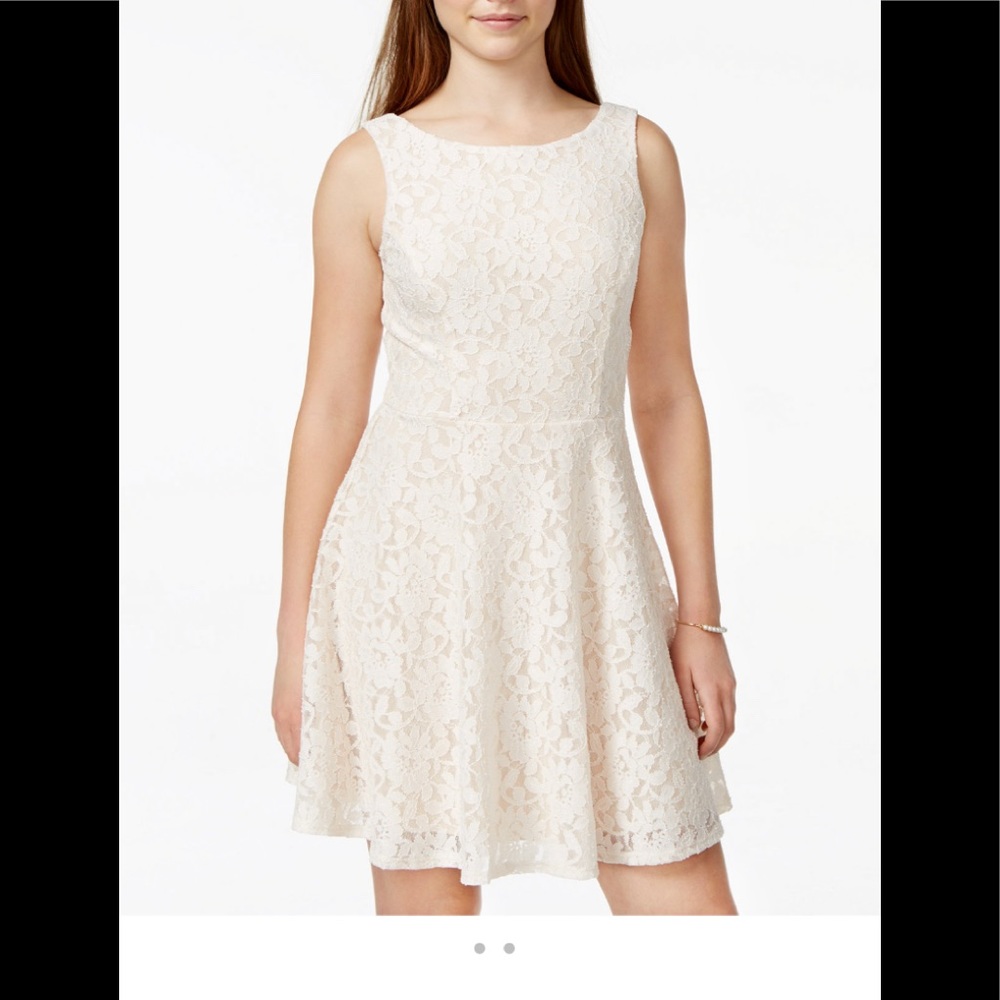 Cream lease fit and flair dress